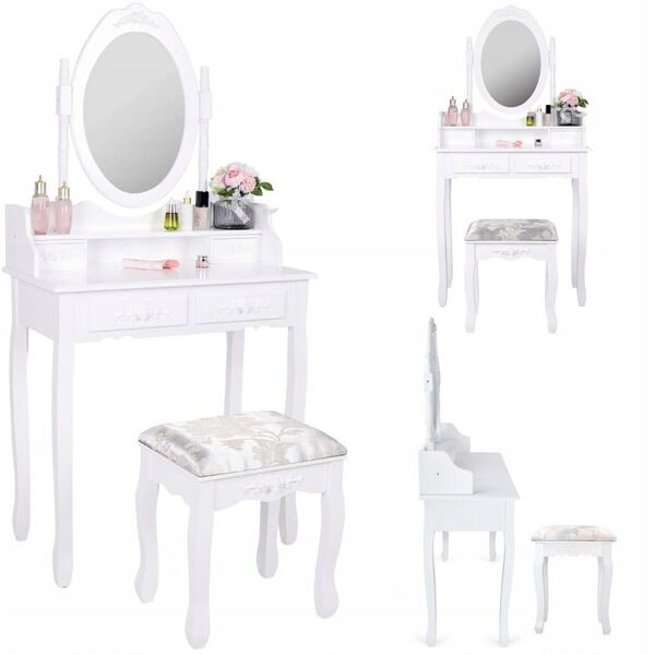 Kosmetinis staliukas su veidrodžiu ir kėde "REGINA"